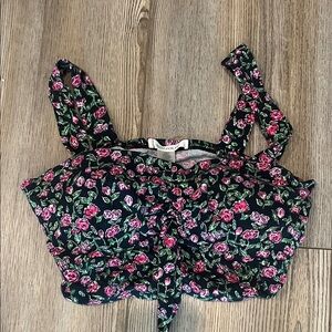 Bozzolo Black Floral Crop Top